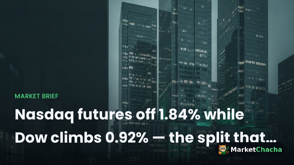 Nasdaq futures off 1.84% while Dow climbs 0.92% — the split that matters
