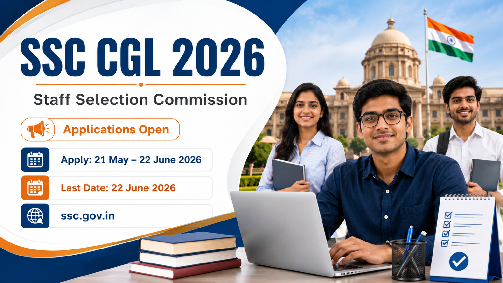 SSC CGL 2026 Applications Open: Last Date, Eligibility, Fee, Exam Pattern & How to Apply