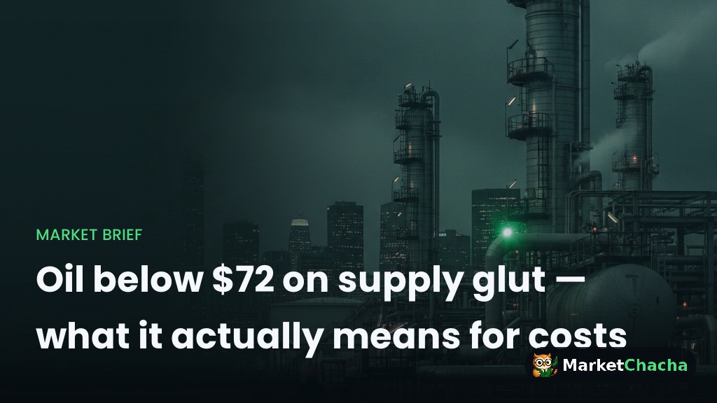 Oil below $72 on supply glut — what it actually means for costs