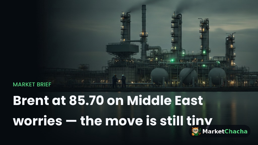 Brent at 85.70 on Middle East worries — the move is still tiny