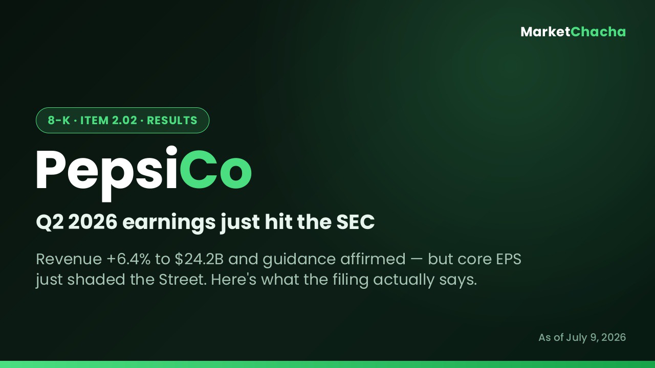 PepsiCo files 8-K Q2 2026 results