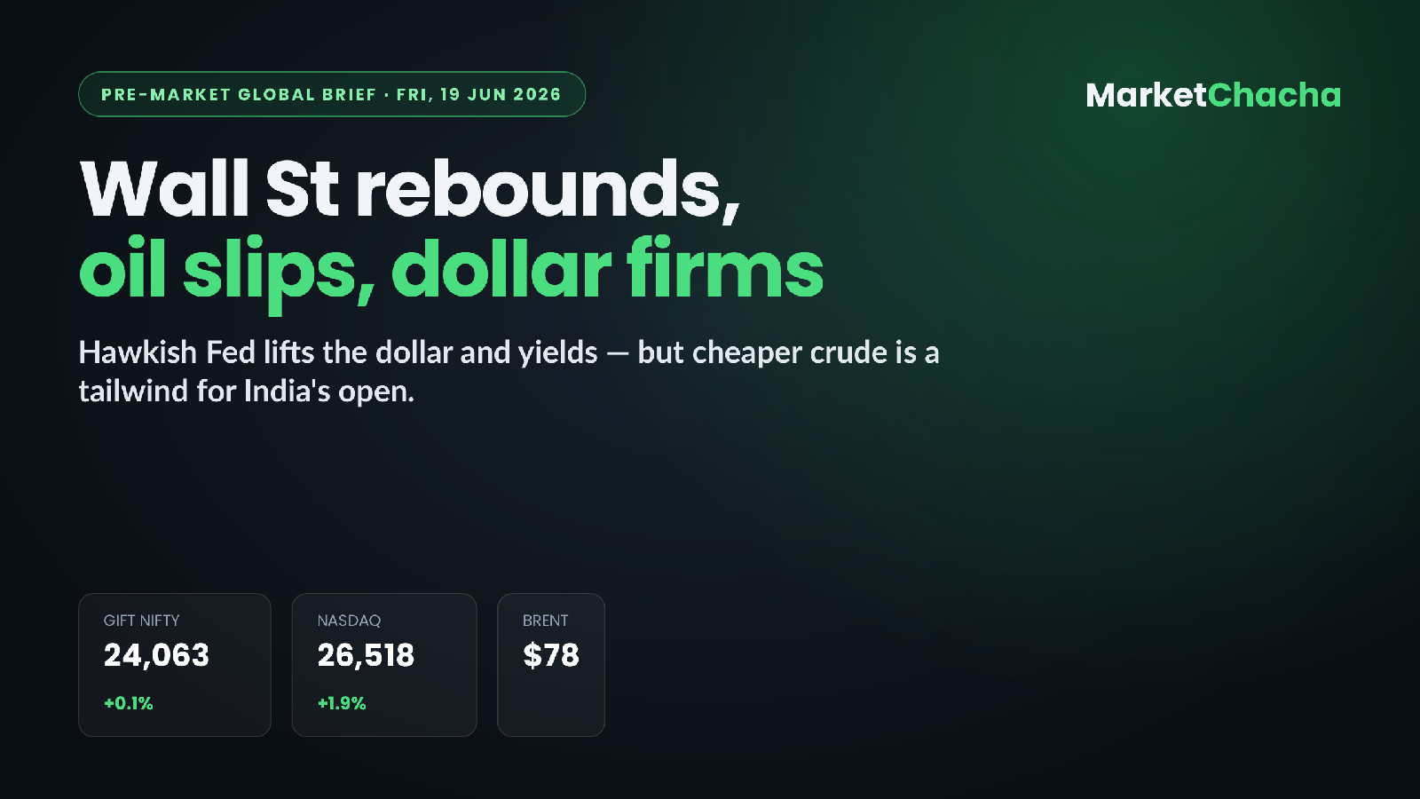 Pre-Market Global Brief — Jun 19, 2026 | Nifty, Nasdaq, Nikkei, DAX & more