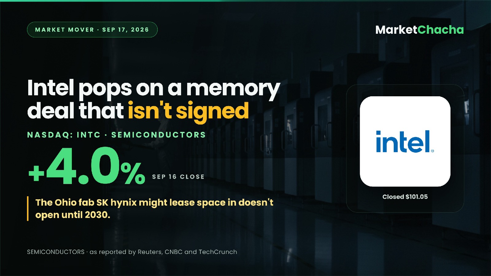 Why did Intel jump ~4%? A memory deal with SK hynix that nobody has signed